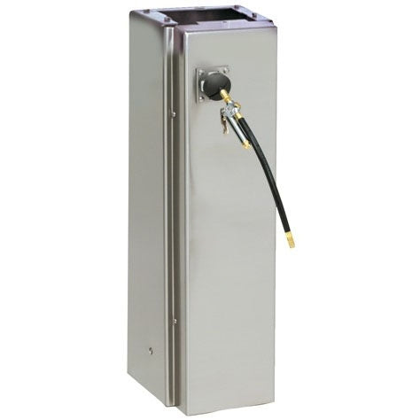 stainless steel pedestal with a retractable hose