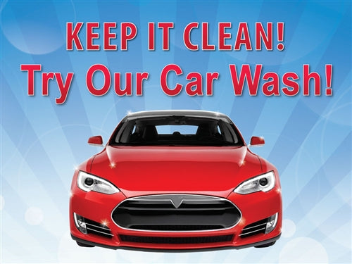 Try Our Car Wash- 24"w x 18"h Coroplast Yard Sign