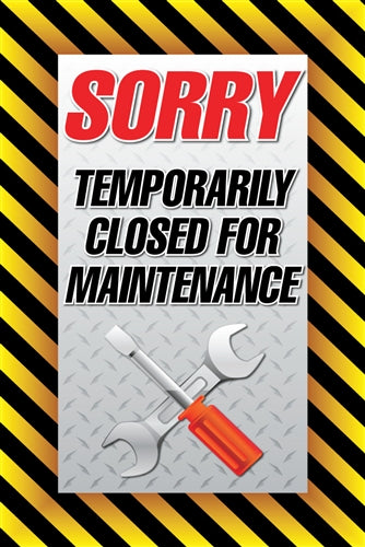 Temporarily Closed for Maintenance- 24"w x 36"h Aluminum Insert