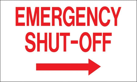 "Emergency Shut Off" Right Arrow Decal