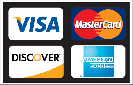 Visa, MasterCard, Discover And American Express- 13"w x 9"h Decal