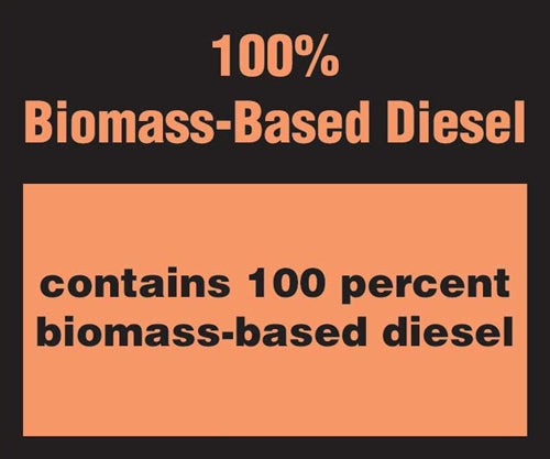 100% Biomass-Based Diesel- 3"w x 2.5"h Decal