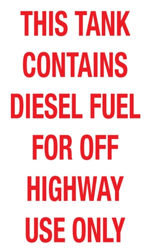 This Tank Contains Diesel Fuel- 6"w x 10"h Decal