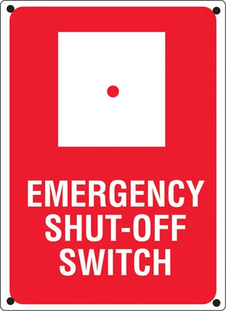 Emergency Shut-Off Switch- 10"w x 14"h Aluminum Sign