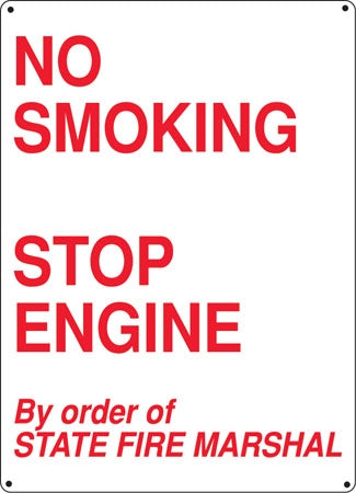 No Smoking Stop Engine- 12"w x 16"h Aluminum Sign