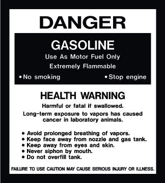 Decal- "Danger Gas Health Warning"