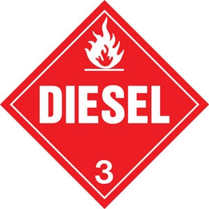 10.75" Square Truck Placard- "Diesel" Class 3