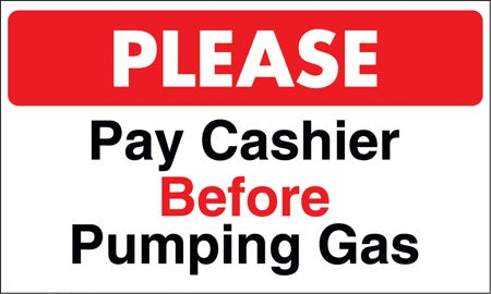 Please Pay Cashier- 12" x 20" Pump Topper Insert