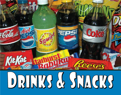 Drinks And Snacks- 12" x 20" Pump Topper Insert