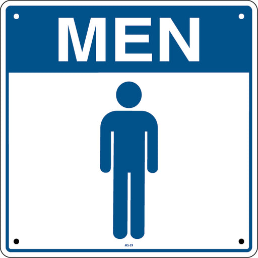 Restroom MEN (Man Symbol)- 12"w x 12"h Aluminum Sign