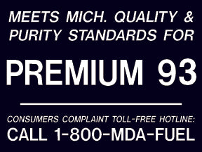 Decal- "Meets Michigan...Premium 93" White on Black