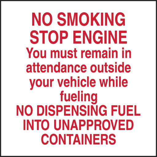 No Smoking Stop Engine- 6"w x 6"h Decal