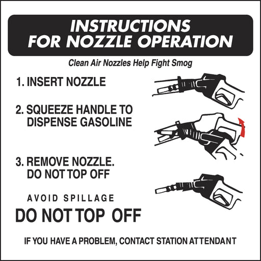 Nozzle Operation Instructions- 8"w x 8"h Decal