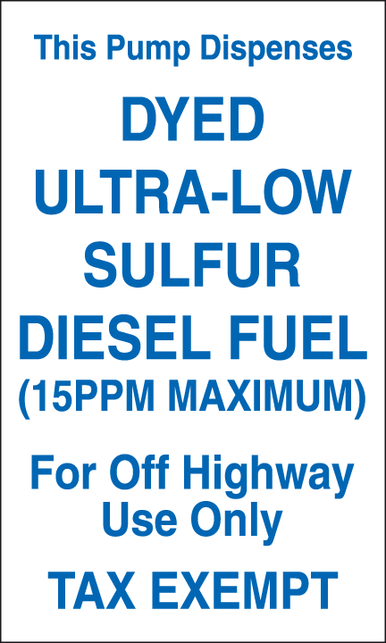 Pump Dispenses Ultra-Low Sulfur Diesel Fuel- 6"w x 10"h Decal