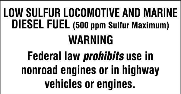 Low Sulfur Locomotive and Marine Diesel Fuel- 5.25"w x 2.75"h Decal