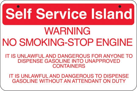 Aluminum Bracket Sign- "Self Service Island"