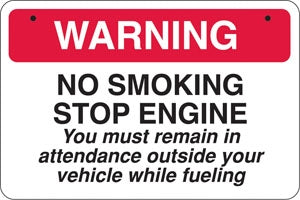 No Smoking Stop Engine- Aluminum Bracket Sign