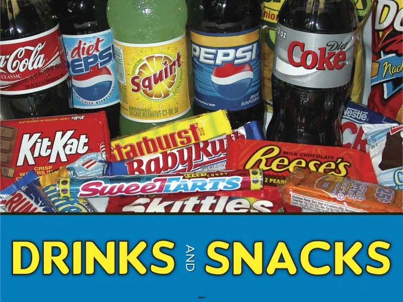 Complementary Snacks. Sign Snacks And Drinks Sign