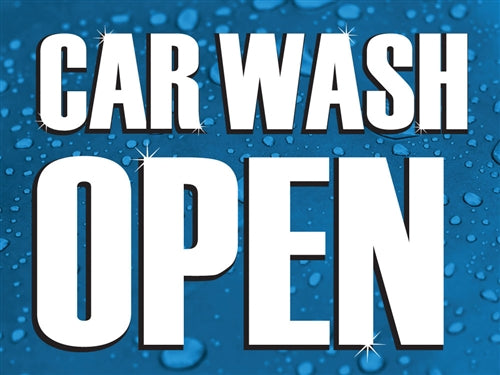 Car Wash Open- 24"w x 18"h Coroplast Yard Sign