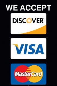 Aluminum Curb Sign Panel Printed Both Sides "We Accept Discover, Visa, MasterCard"