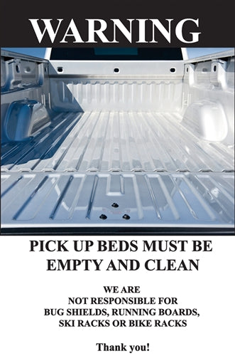 Pick Up Beds Must Be Empty- 28" w x 44" h .020 Styrene Insert