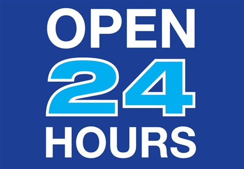 Die Cut Decal- "Open 24 Hours"