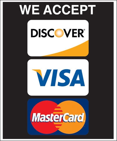 We Accept Discover Visa MasterCard- Double Message Pump Topper Insert