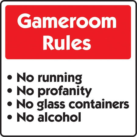 Gameroom Rules Sign