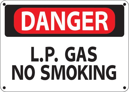 Danger L.P. Gas No Smoking- 14" w x 10" h Aluminum Sign