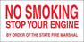 No Smoking Stop Engine- 13"w x 6"h Decal