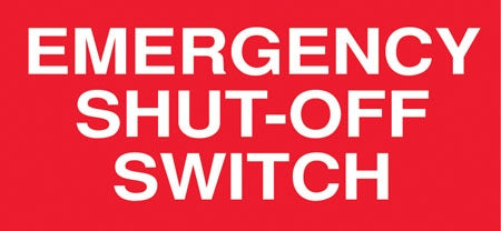 Emergency Shut Off- 13"w x 6"h Decal