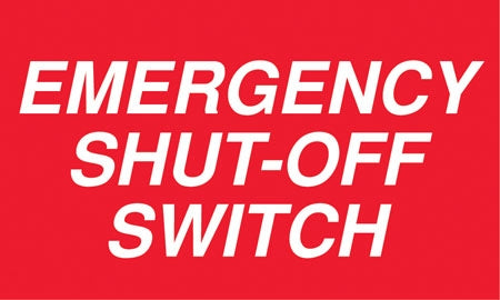 Emergency Shut-Off Switch- 5"w x 3"h Decal