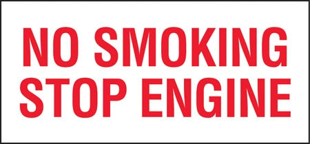 No Smoking Stop Engine- 13"w x 6"h Decal