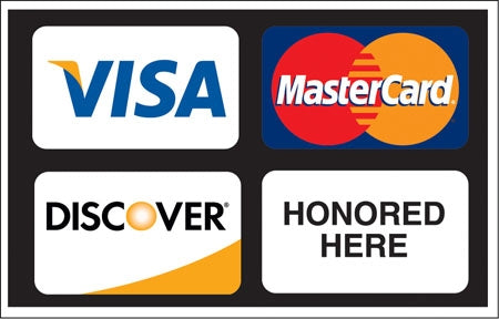 Visa, MasterCard And Discover Honored Here- 13"w x 9"h Decal