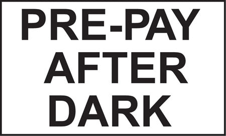 Pre-Pay After Dark- 5"w x 3"h Decal