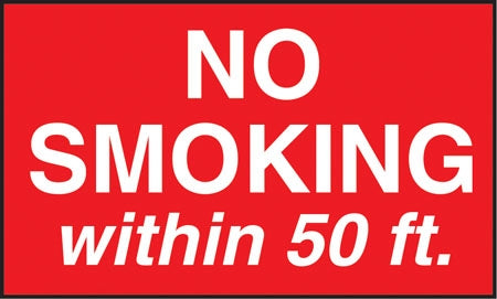 No Smoking Within 50 Ft- 5"w x 3"h Decal