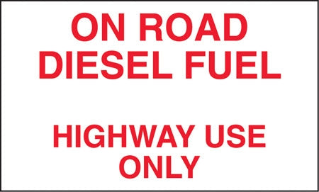 On Road Diesel Fuel- 10"w x 6"h Decal