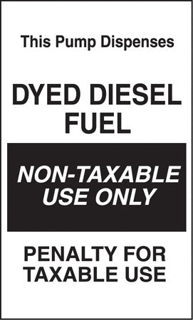 Pump Dispenses Dyed Diesel Fuel- 6"w x 10"h Decal