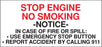 Stop Engine No Smoking- 13"w x 6"h Decal