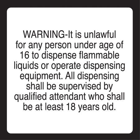 Warning It Is Unlawful For Any Person Under Age- 6"w x 5"h Decal