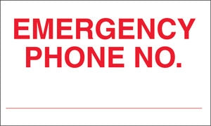 "Emergency Phone No." Decal
