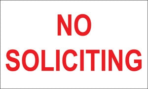 No Soliciting- 5"w x 3"h Decal