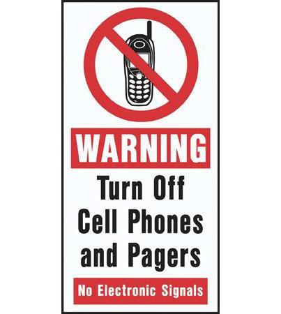 WARNING Turn Off Cell- 3"w x 6"h Decal