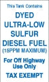 Tank Contains Ultra-Low Sulfur Diesel Fuel- 6"w x 10"h Decal