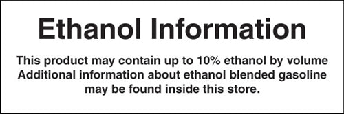 Ethanol Information- 6"w x 2"h Decal
