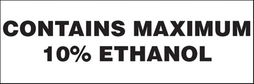 Maximum 10% Ethanol- 6"w x 2"h Decal