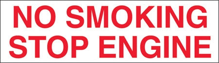 No Smoking Stop Engine- 7"w x 2"h Decal