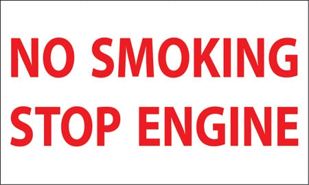 No Smoking Stop Engine- 5"w x 3"h Decal