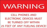 WARNING Cell Phones Must Be OFF- 5"w x 3"h Decal