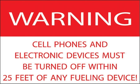 Warning Cell Phones- 5"w x 3"h Decal